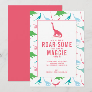 Preppy Girl Dinosaur Geburtstagsparty Einladung