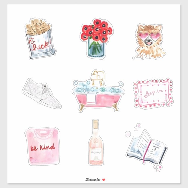 Preppy Girl Starter Pack Sticker (Blatt)