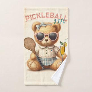 Preppy Girl Teddy Bear Champagne Pickleball Handtu Handtuch