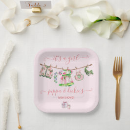 Preppy Girl Wäscheleine Babydusche Pappteller