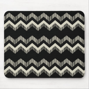 Preppy Girly Pattern Schwarz und Grau Zickzack Mousepad