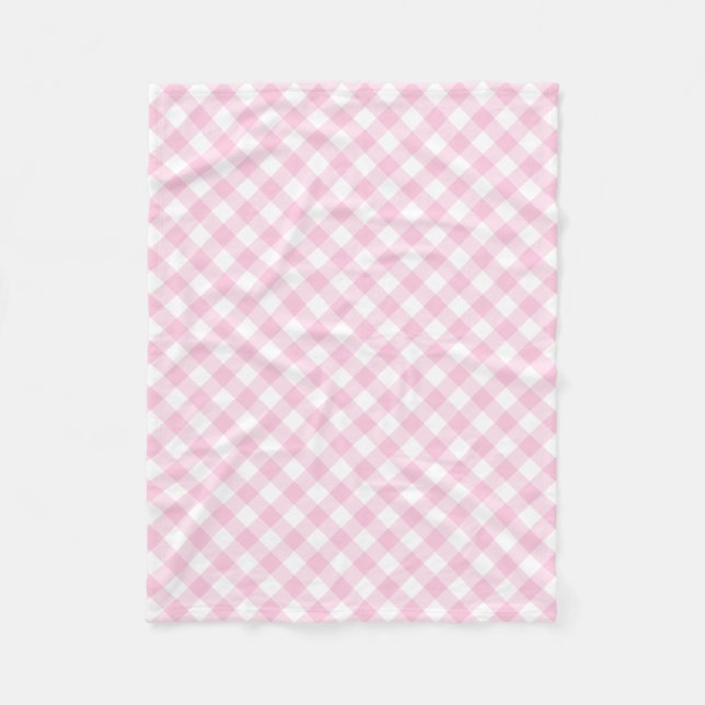 Preppy Girly rosa Gingham-kariertes Muster Fleecedecke (Vorderseite)