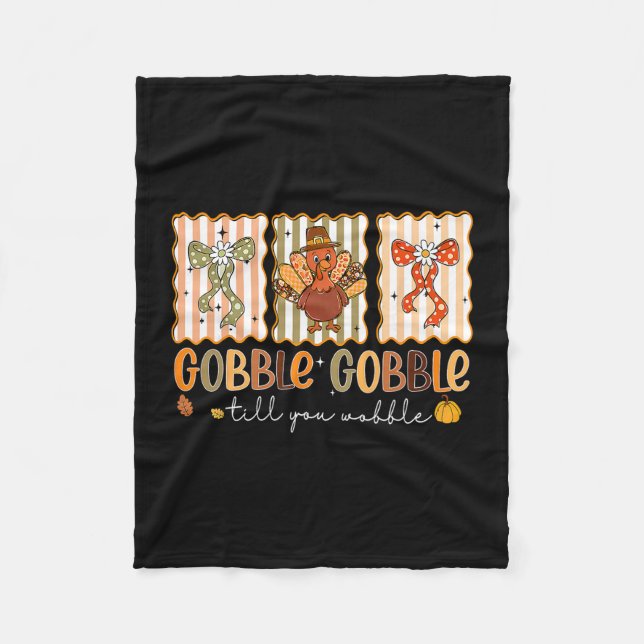 Preppy Gobble Till You Wobble Turkey Coquette Than Fleecedecke (Vorderseite)