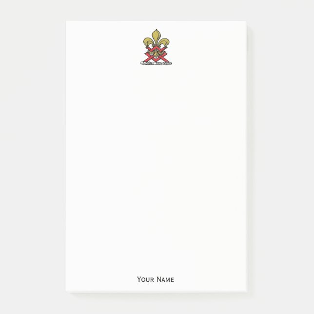Preppy Gold Red Heraldic Wappen Lilie Emblem Post-it Klebezettel (Vorderseite)