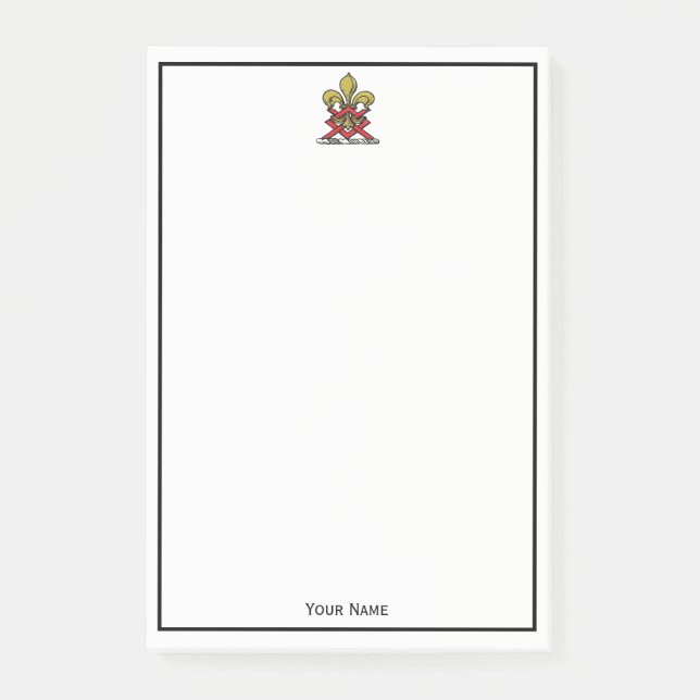 Preppy Gold Red Heraldic Wappen Lilie Emblem Post-it Klebezettel (Vorderseite)