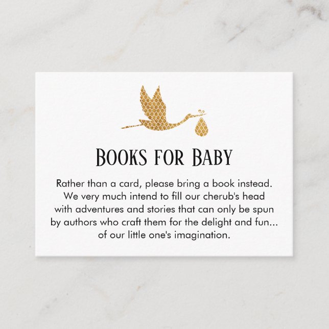 Preppy Gold Storch Book Request Insert Cards (Vorderseite)
