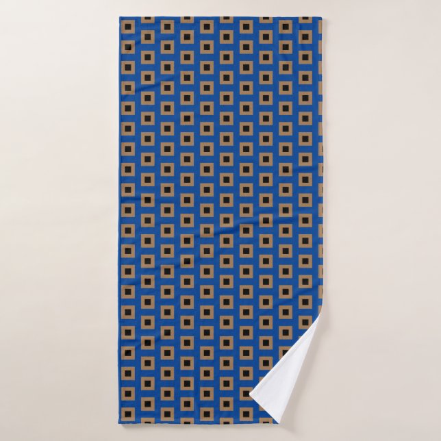 Preppy Gold und Bronze Geometric Grid Pattern Badehandtuch (Badehandtuch)