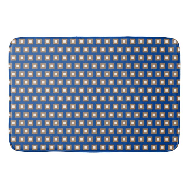 Preppy Gold und Bronze Geometric Grid Pattern Badematte (Vorderseite)