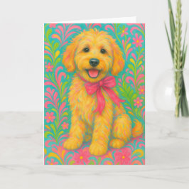 Preppy Golden Doodle Karte