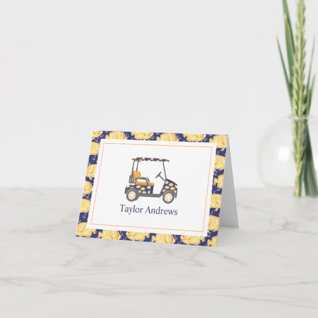 Preppy Goldfish Palm Beach Golf Cart Dankeskarte (Vorderseite)