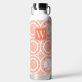 Preppy Golf Damask – Bälle & Schläger - Korallenro Trinkflasche