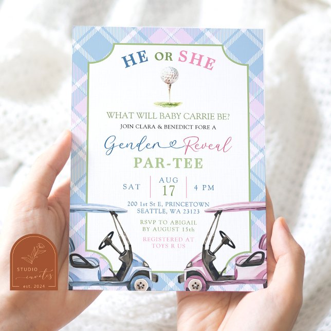 Preppy Golf Gender Reveve Einladung (Von Creator hochgeladen)