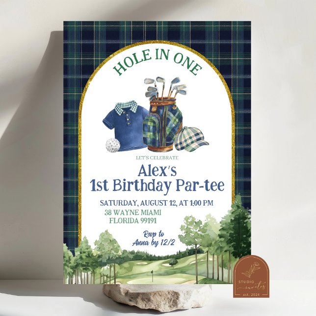 Preppy Golf Hole in One First Birthday Invitation Einladung (Von Creator hochgeladen)