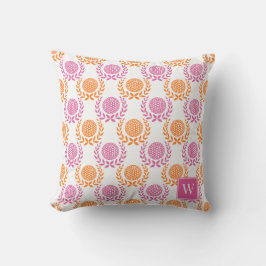 Preppy Golf Laurel Wreath - Hot Pink & Orange Kissen