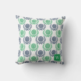 Preppy Golf Laurel Wreath - Navy & Green Kissen