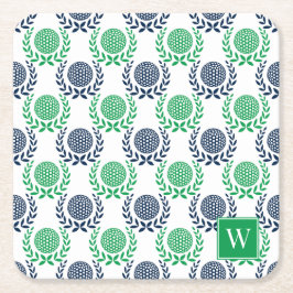Preppy Golf Laurel Wreath - Navy & Green Rechteckiger Pappuntersetzer