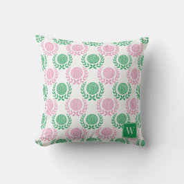 Preppy Golf Laurel Wreath - Pink & Green Kissen
