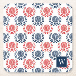 Preppy Golf Laurel Wreath - Red & Navy Rechteckiger Pappuntersetzer