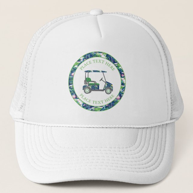 Preppy Golf Print Golf Cart Truckerkappe (Vorderseite)
