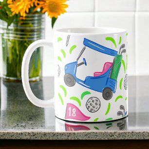 Preppy-Golfmuster    Golfwagen-Tee-Ball-Kaffee Kaffeetasse