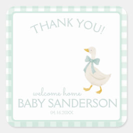 Preppy Goose Baby Shower Card Quadratischer Aufkleber