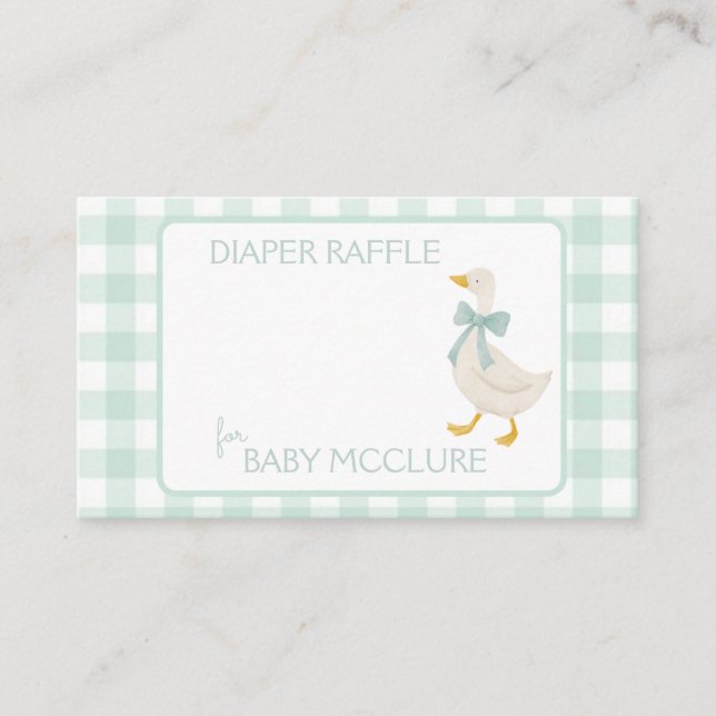 Preppy Goose Baby Shower Diaper Raffle Begleitkarte (Vorderseite)
