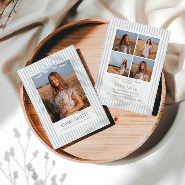 Preppy Graduation Photo Collage Announcement  Einladung (Von Creator hochgeladen)