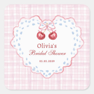 Preppy Grandmillenial Cherry am oberen Brautparty Quadratischer Aufkleber
