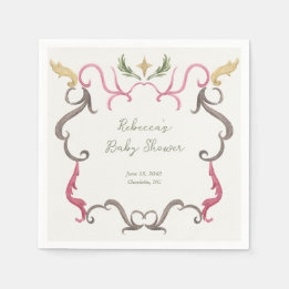 Preppy Grandmillenial Maximalist Frame Baby Shower Serviette