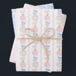 Preppy Grandmillennial Christmas Bulls and Bows Geschenkpapier Set<br><div class="desc">Preppy Grandmillennial Christmas Bulls and Bows Wrapping Paper</div>
