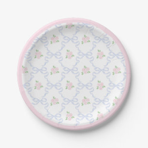 Preppy Grandmillennial Doland Me Pink Bows Pappteller