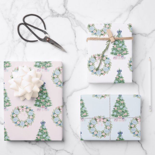Preppy Grandmillennial Geschenkpapier Set (Vorderseite)