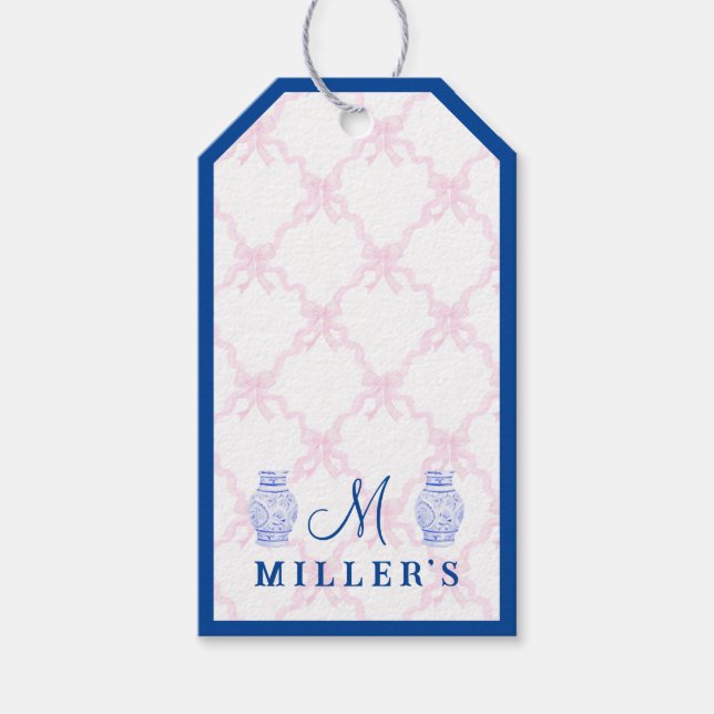 Preppy Grandmillennial Personalisiert Ginger Jar Geschenkanhänger (Vorderseite)