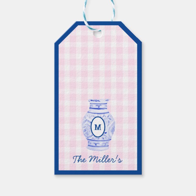 Preppy Grandmillennial Personalisiert Ginger Jar Geschenkanhänger (Vorderseite)
