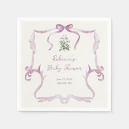 Preppy Grandmillennial Pink Girl Baby Shower Serviette