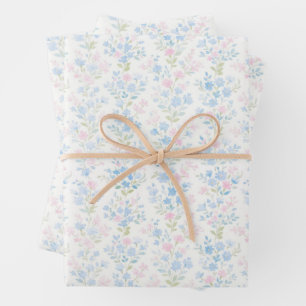 Preppy Grandmillennial Weihnachts-Blume Geschenkpapier Set