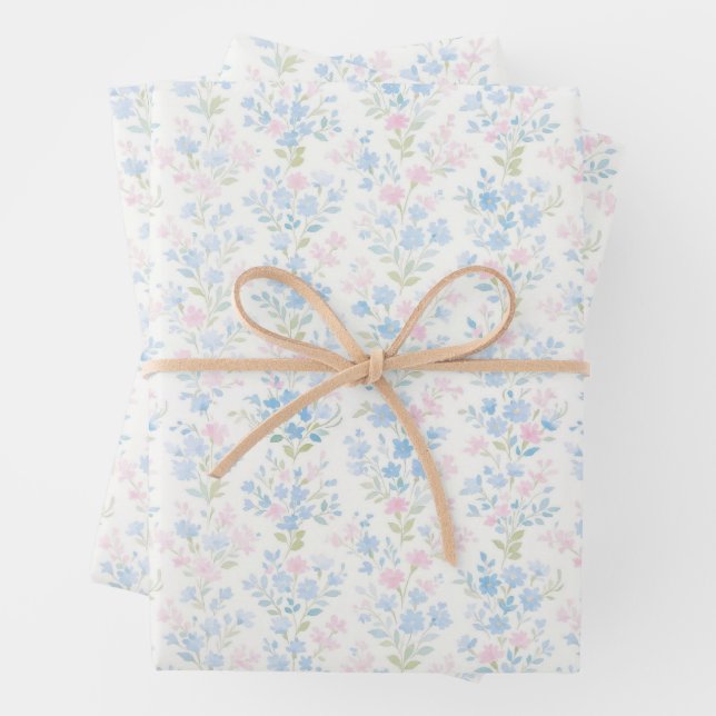 Preppy Grandmillennial Weihnachts-Blume Geschenkpapier Set (Beispiel)