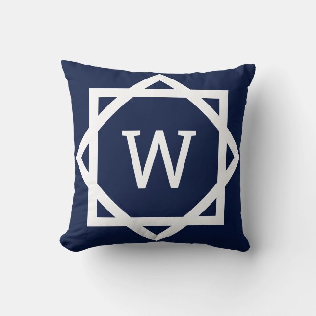 Preppy Graphic Border Monogram Kissen (Vorderseite)