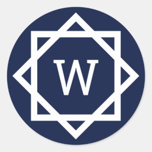 Preppy Graphic Border Monogram Runder Aufkleber