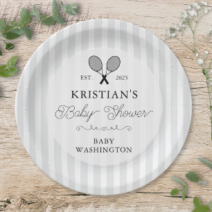 Preppy Gray Tennis Country Club Kinderdusche Pappteller