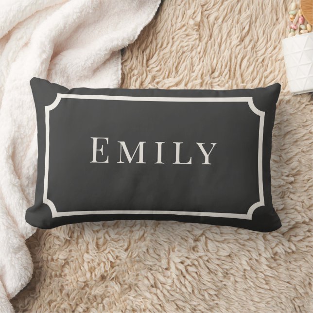 Preppy Gray & White Name Dorm Pillow Lendenkissen (Decke)