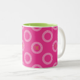 Preppy Greek Key Circles Studentinnenverbindung IN Zweifarbige Tasse