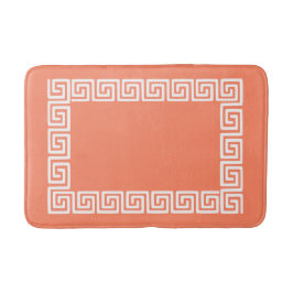 Preppy Greek Key – Coral & White Badematte