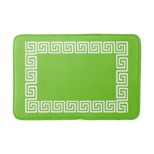 Preppy Greek Key – Lime Green & White Badematte (Vorderseite)