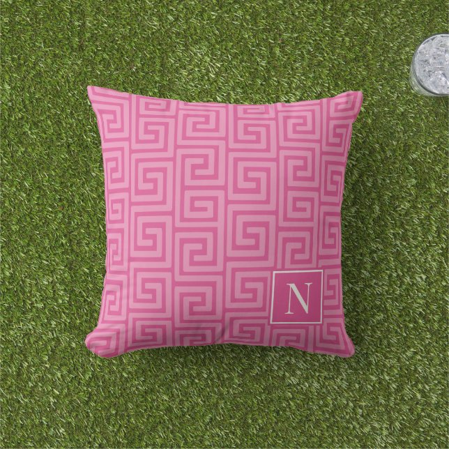 Preppy Greek Key Monogram – Hot Pink & PInk Kissen (Golfball-Marker)