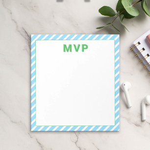 Preppy Green & Blue Striping Personalisiert modern Notizblock