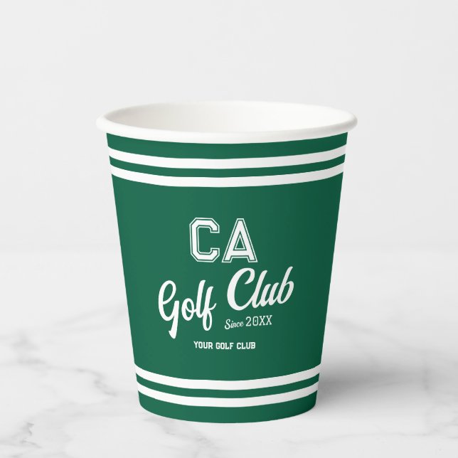 Preppy Green Golf Club Custom Wappen Party Pappbecher (Vorderseite)