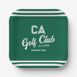 Preppy Green Golf Club Custom Wappen Party Pappteller