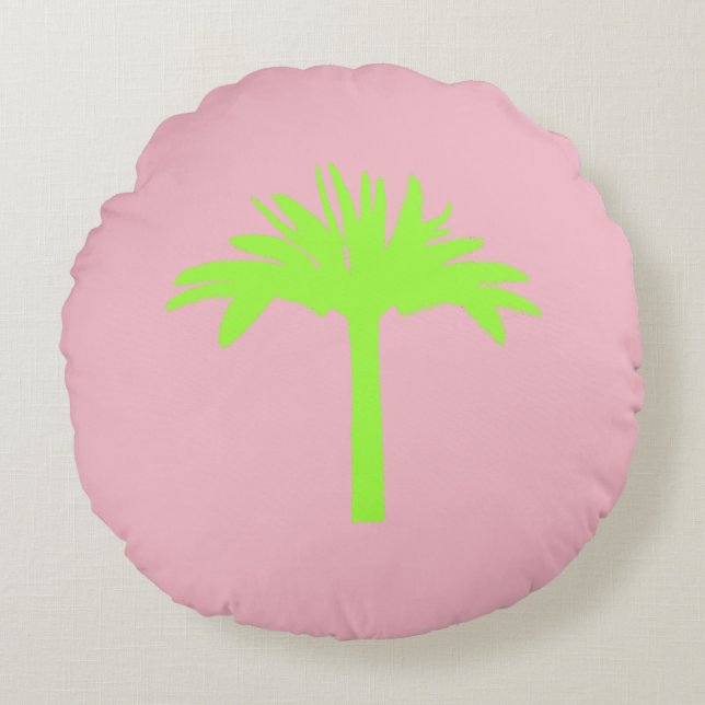 Preppy Green Palm Tree Kissen (Vorderseite)