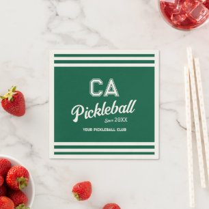 Preppy Green Pickleball Club Custom Wappen Party Serviette